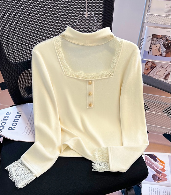 Slim square collar spring bottoming sweater for women