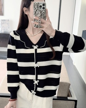 Long sleeve stripe sweater mixed colors tops