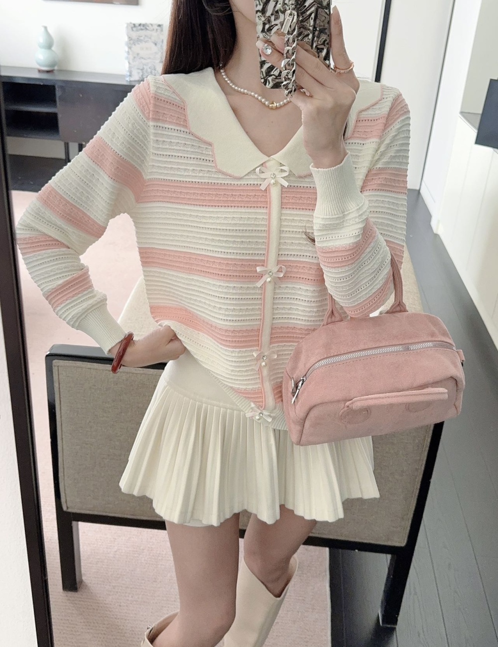 Long sleeve stripe sweater mixed colors tops