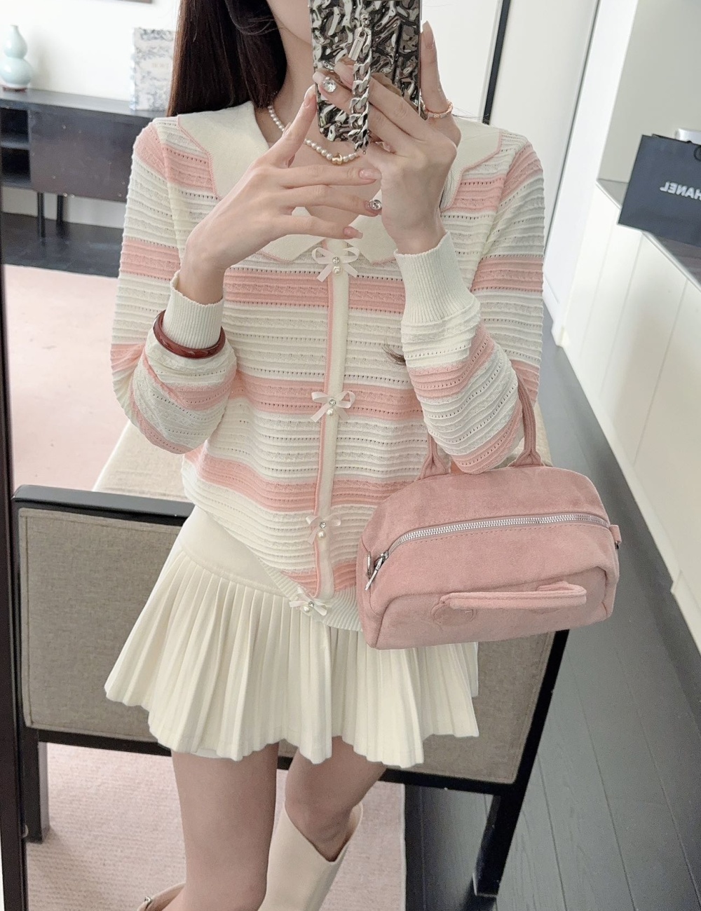 Long sleeve stripe sweater mixed colors tops