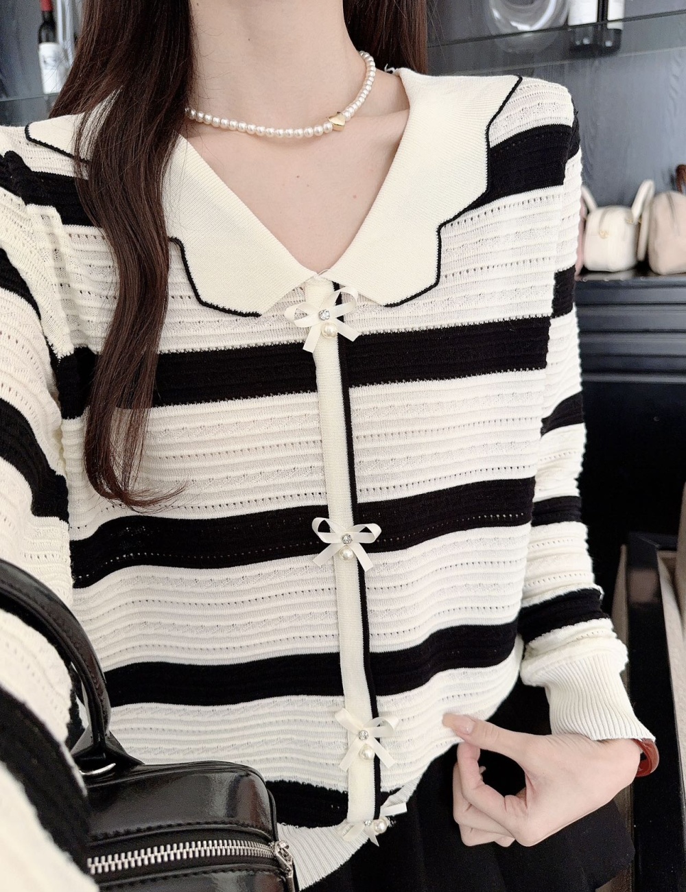 Long sleeve stripe sweater mixed colors tops