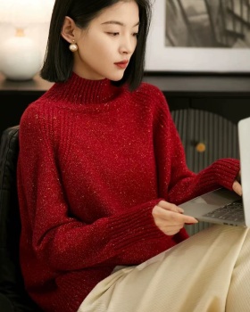 Cashmere knitted wool high collar sweater