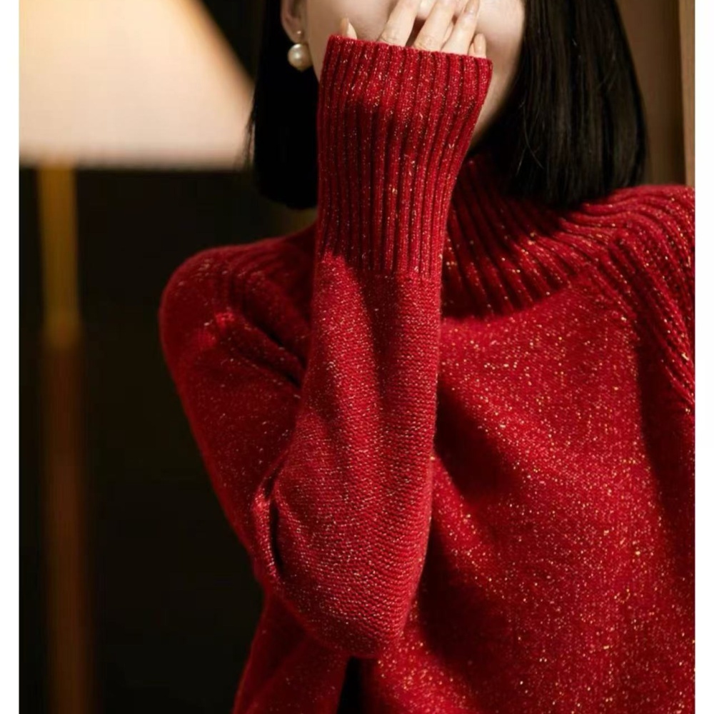 Cashmere knitted wool high collar sweater