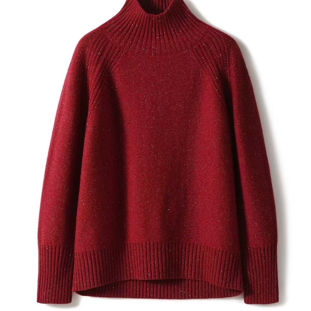 Cashmere knitted wool high collar sweater