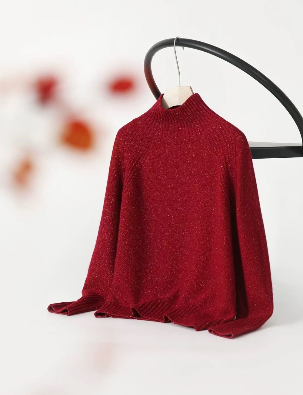 Cashmere knitted wool high collar sweater