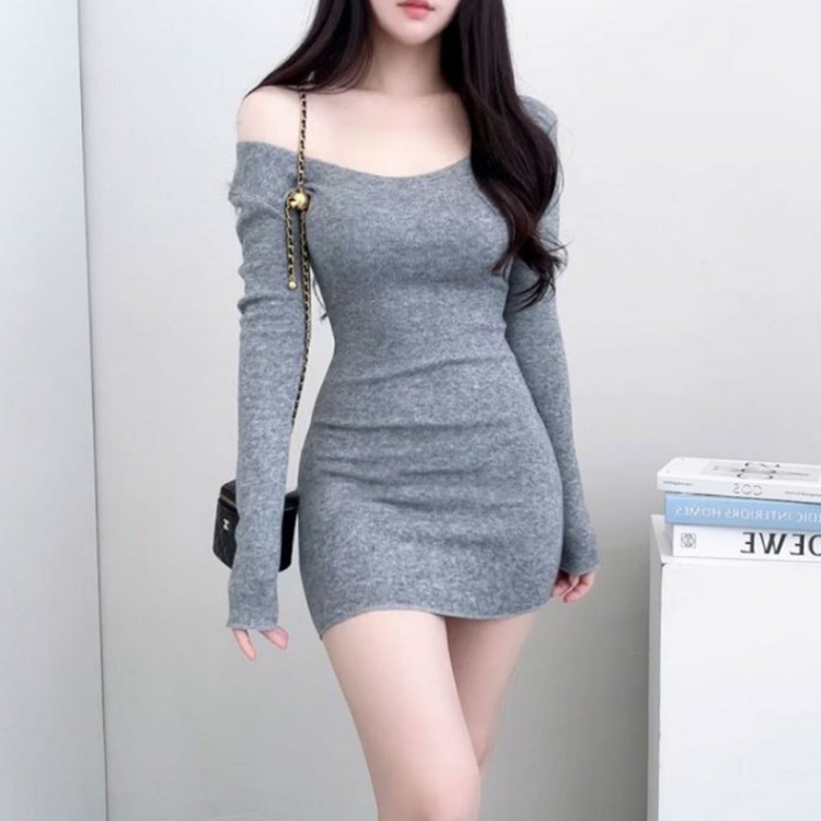 Korean style pure fashion long sleeve elegant dress