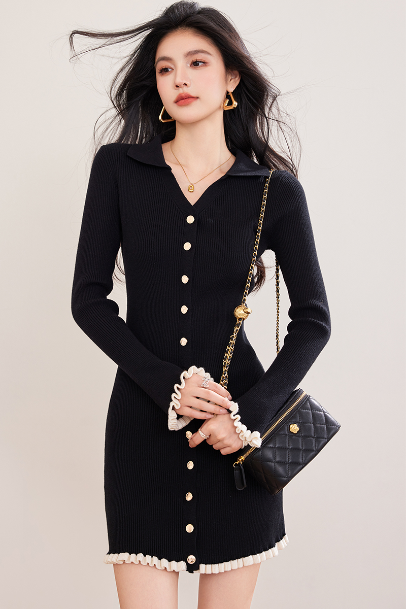 Knitted chanelstyle France style dress for women