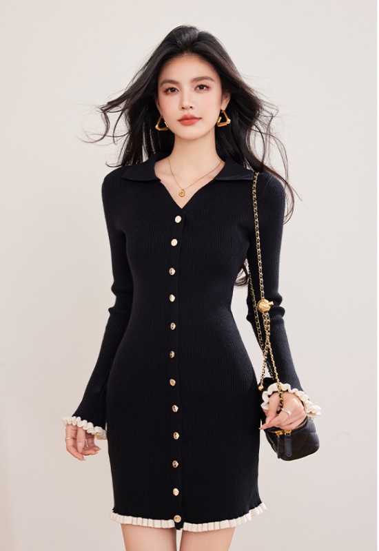 Knitted chanelstyle France style dress for women