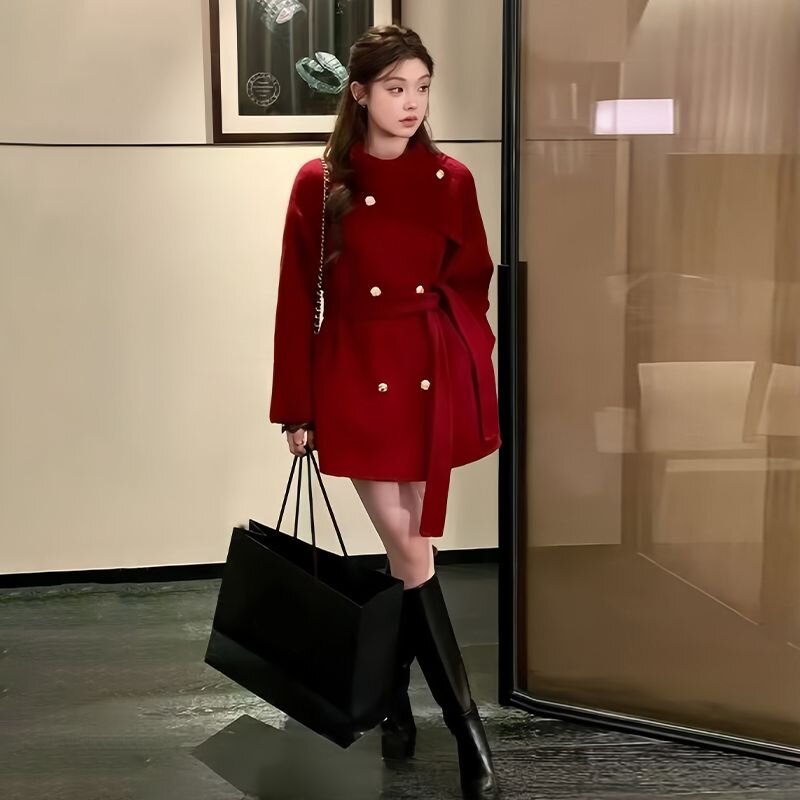 Woolen overcoat chanelstyle woolen coat for women