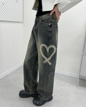 Washed heart jeans