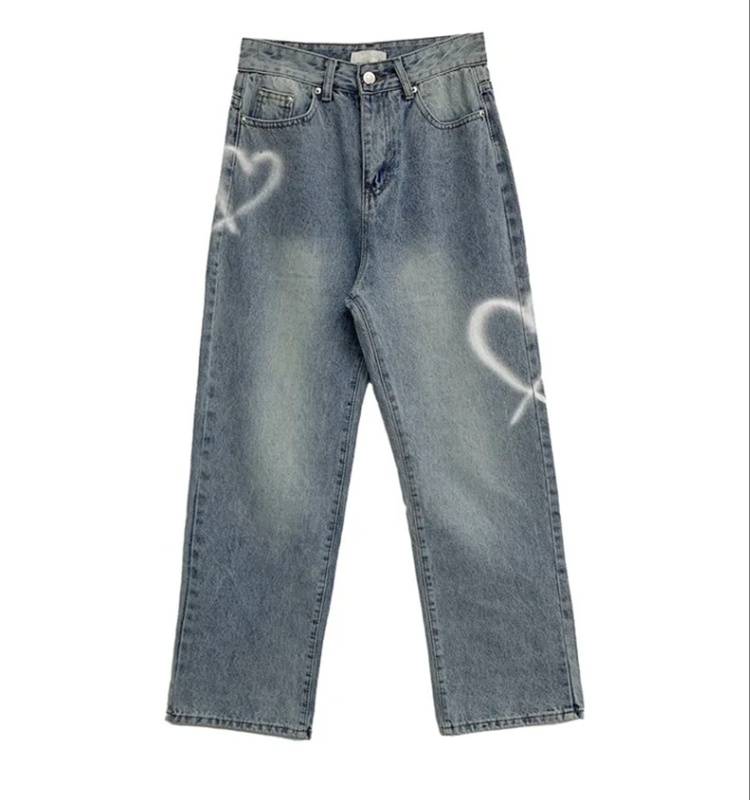 Washed heart jeans