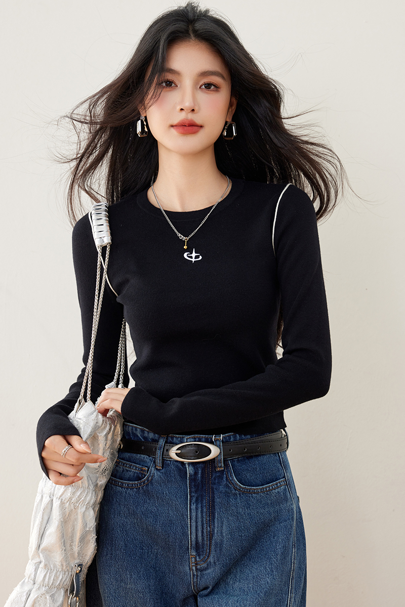 All-match bottoming knitted basis tops for women