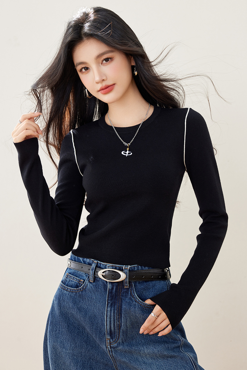 All-match bottoming knitted basis tops for women