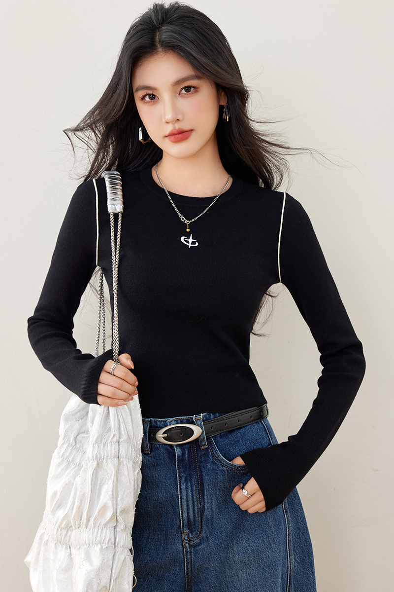 All-match bottoming knitted basis tops for women