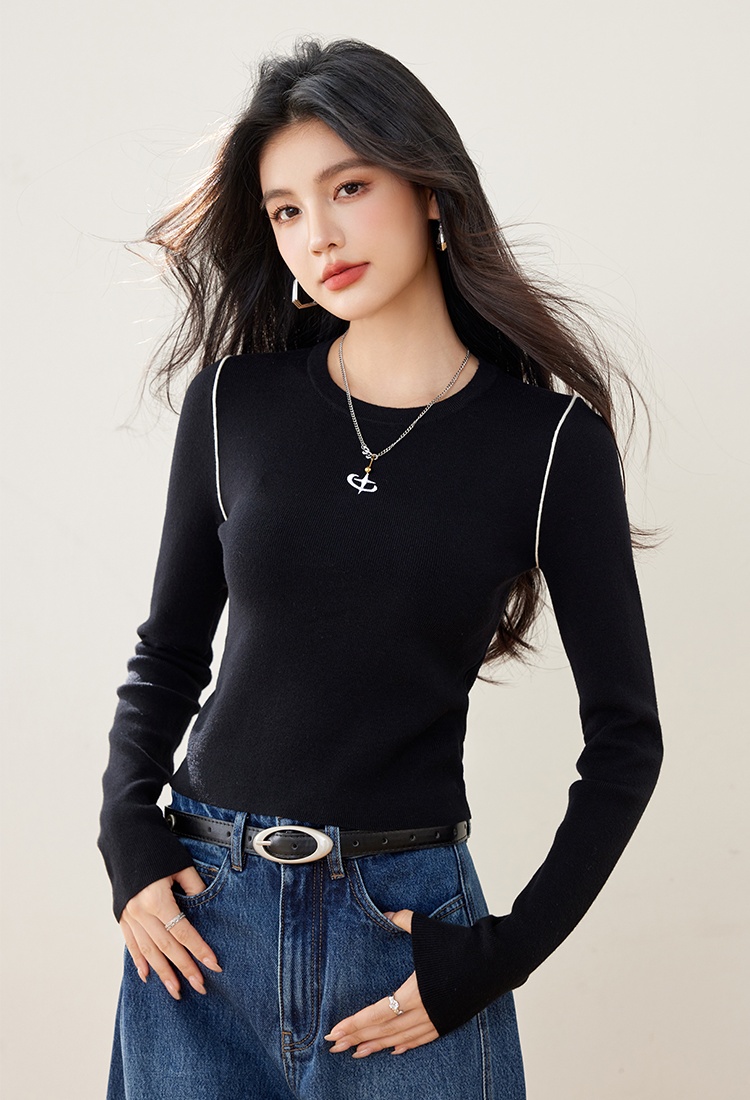 All-match bottoming knitted basis tops for women