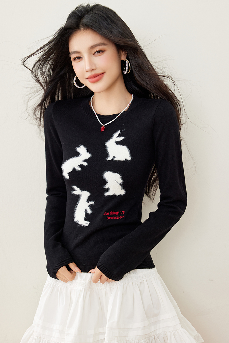 Rabbit slim sweater long sleeve bottoming shirt