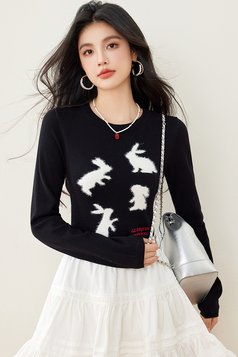 Rabbit slim sweater long sleeve bottoming shirt