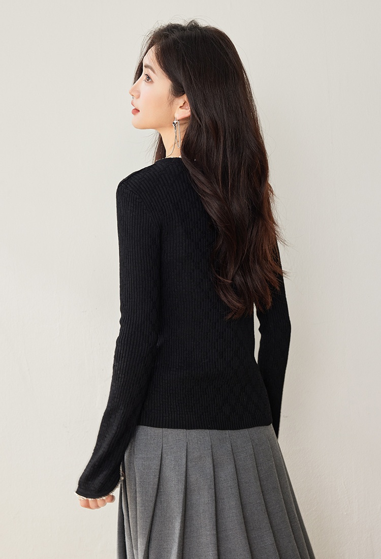 Temperament bottoming sweater niche beading tops for women