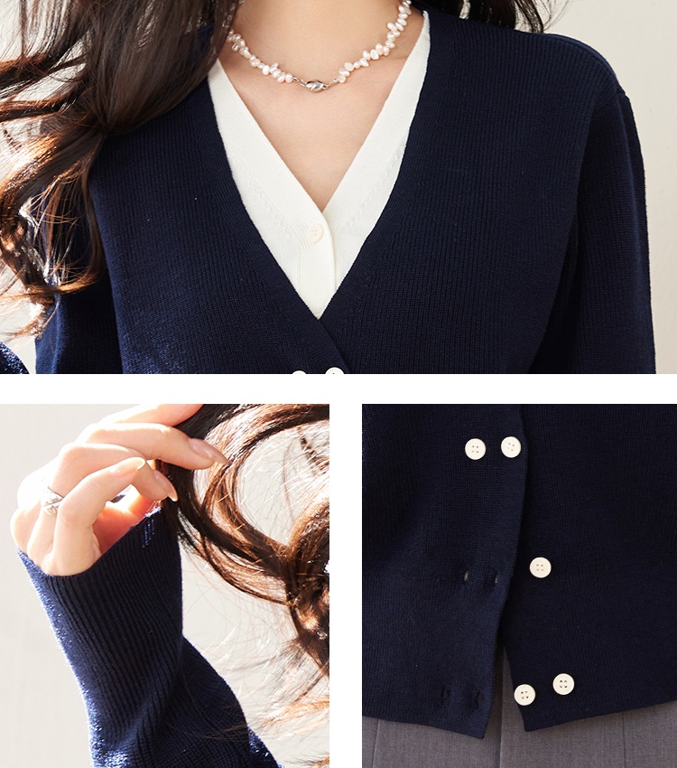 Knitted Pseudo-two sweater unique cardigan for women