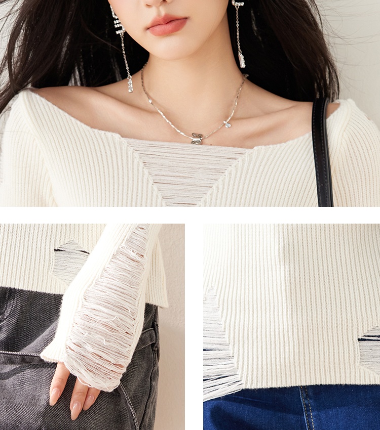 Slim pure sweater hollow bottoming shirt for women