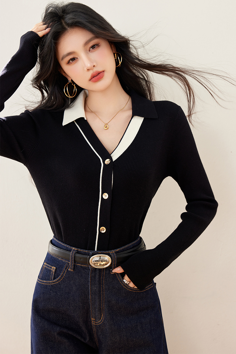 Knitted fashionable cardigan slim sweater for women