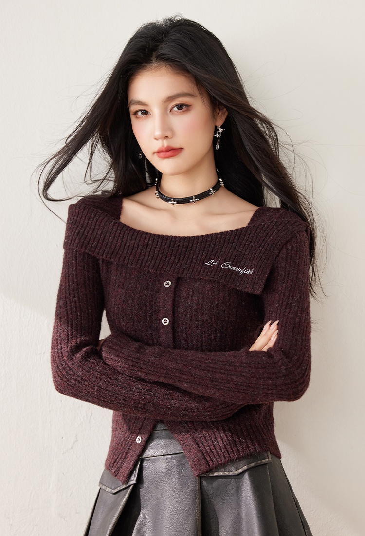 Inside the ride flat shoulder sweater knitted tops for women