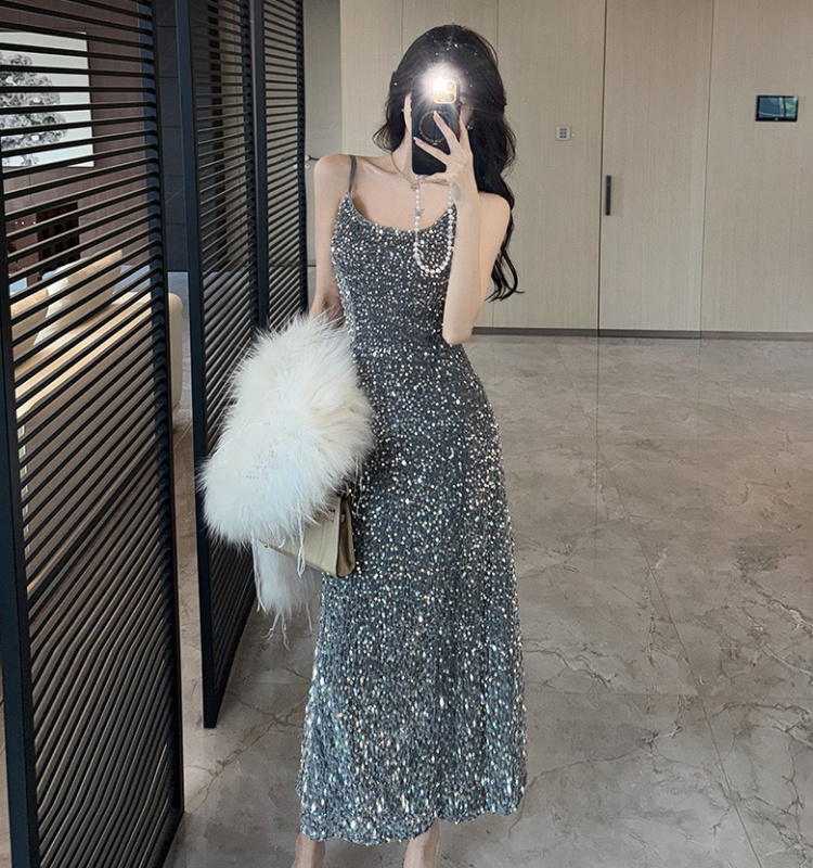 Sling sequins sexy dress slim ladies formal dress