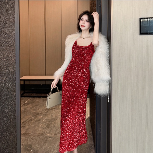 Sling sequins sexy dress slim ladies formal dress