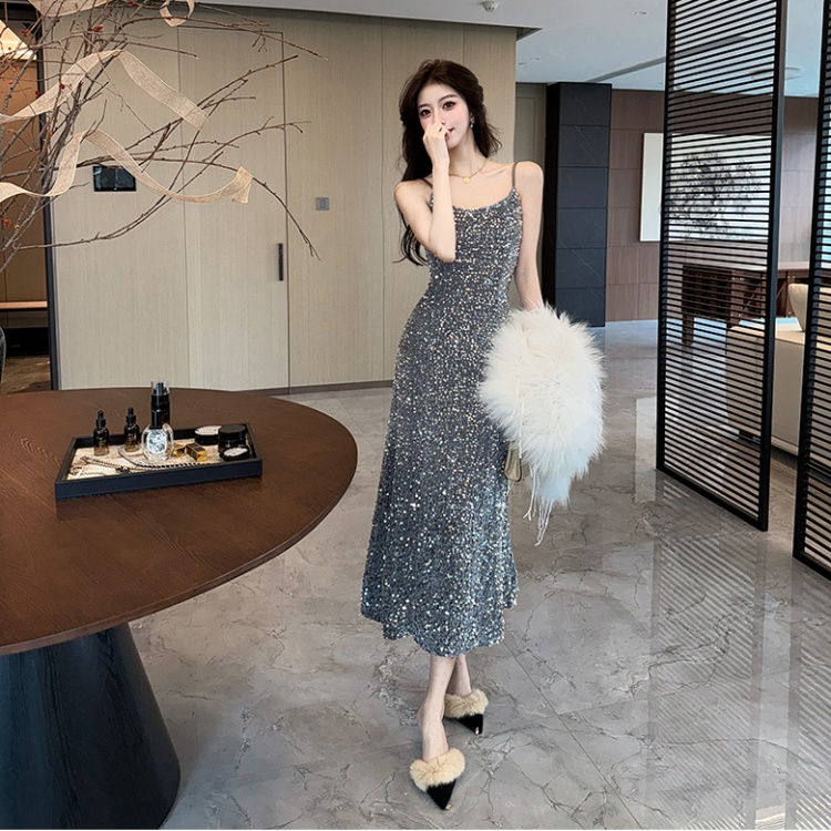 Sling sequins sexy dress slim ladies formal dress