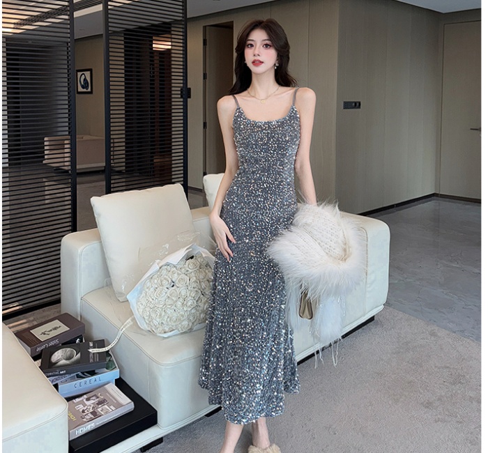 Sling sequins sexy dress slim ladies formal dress