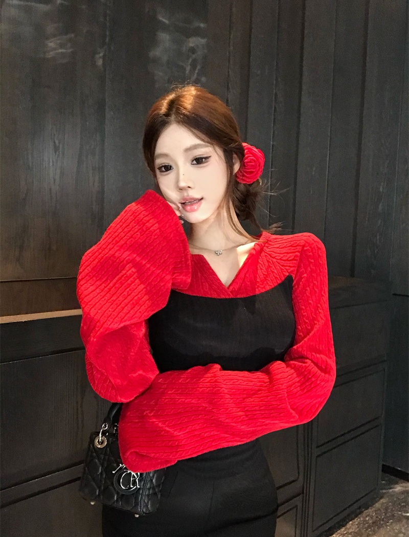 Tender bottoming knitted mixed colors tops