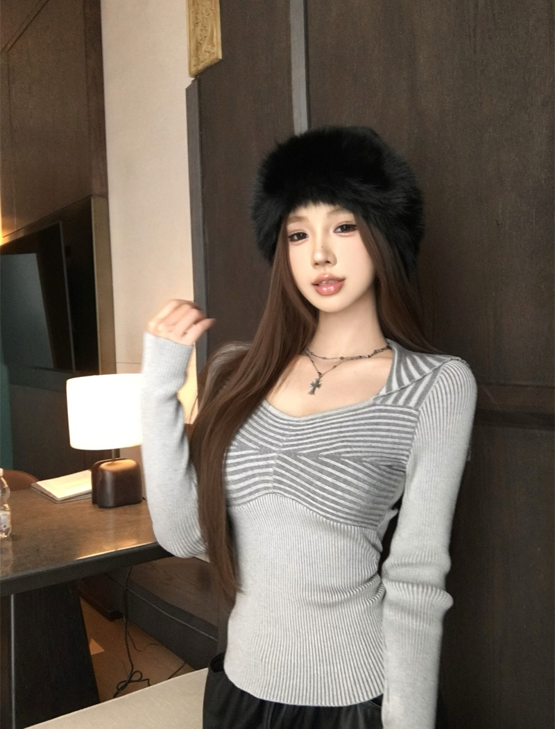 Bottoming slim sweater large lapel autumn and winter tops