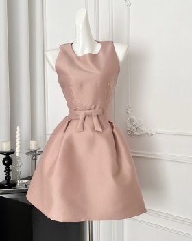 Bow party dress satin formal dress