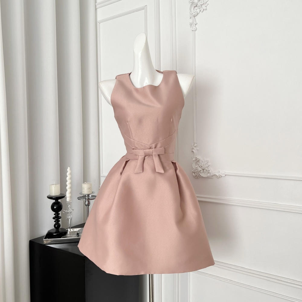 Bow party dress satin formal dress