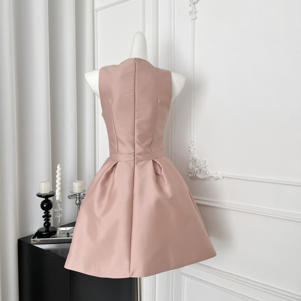 Bow party dress satin formal dress