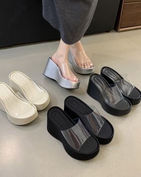 Slipsole cozy transparent summer thick crust slippers for women