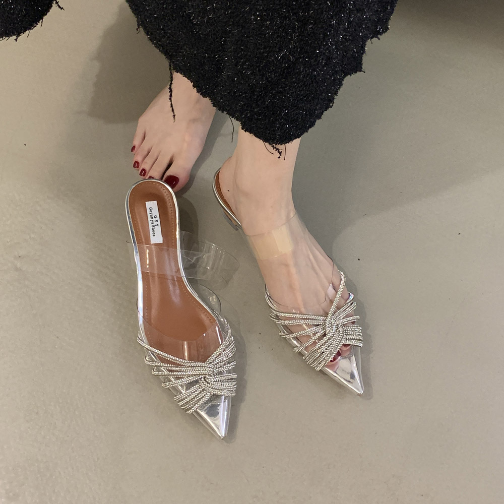 Pointed high-heeled shoes low slippers for women