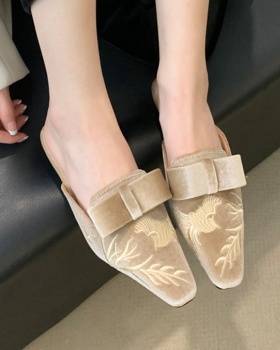 All-match sandy beach Korean style shoes bow flat slippers