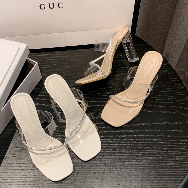 Summer spring slippers crystal high-heeled shoes for women