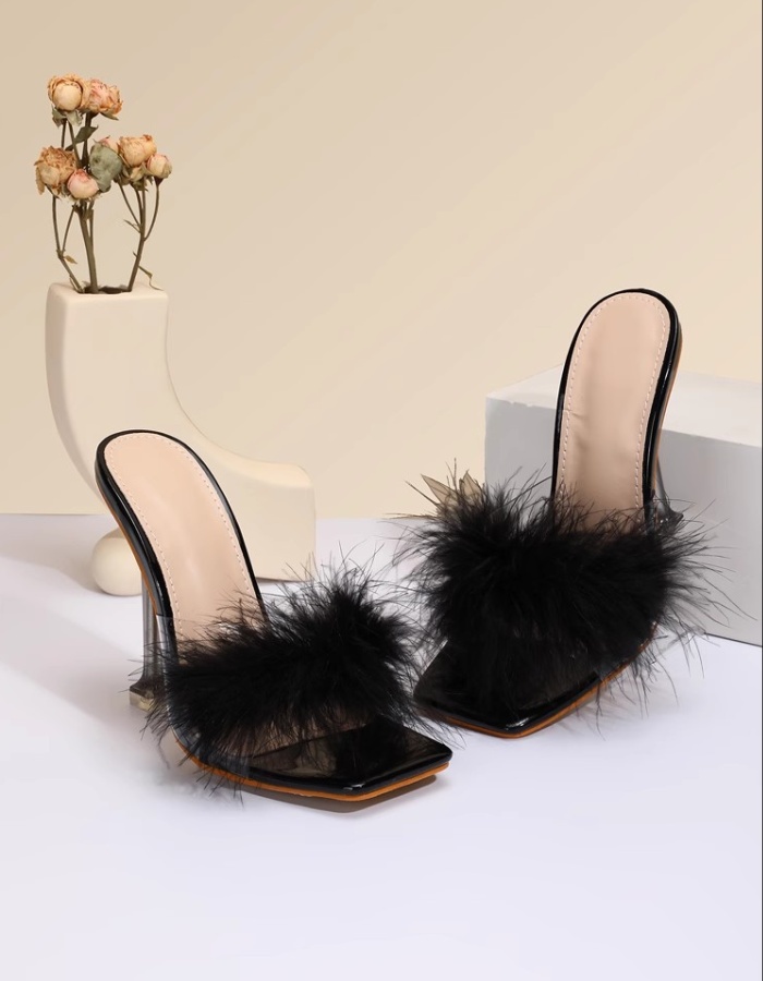 Slim high-heeled elmo European style fashion slippers