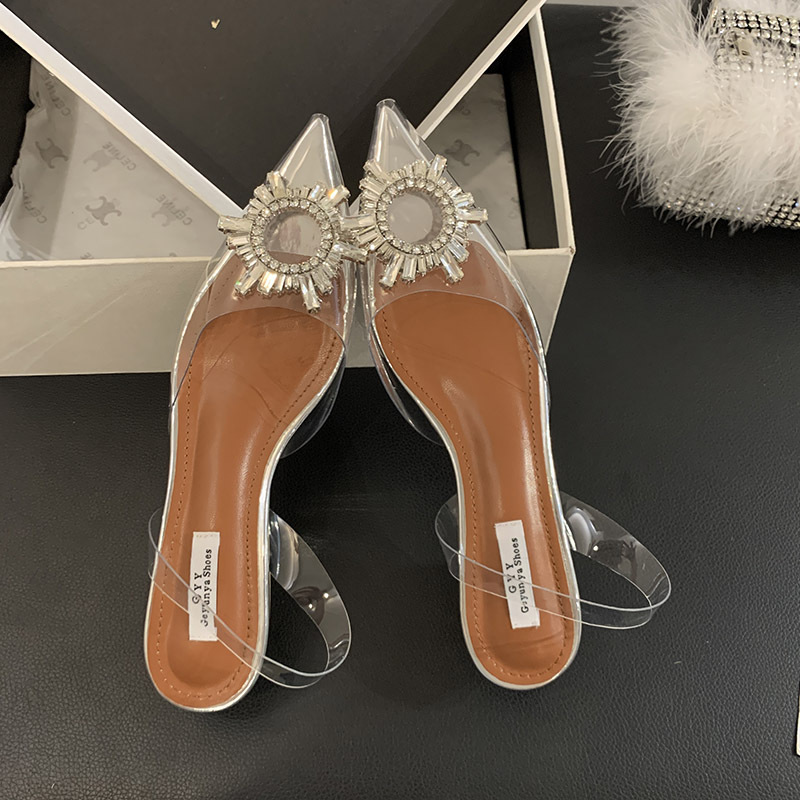 Transparent pointed high-heeled shoes lady sandals