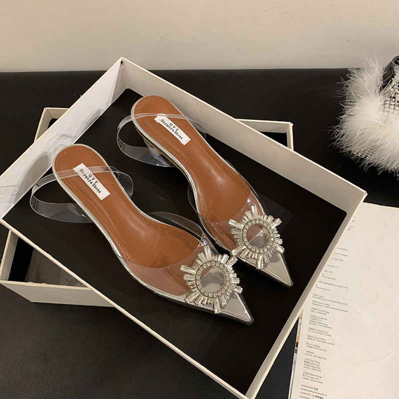 Transparent pointed high-heeled shoes lady sandals