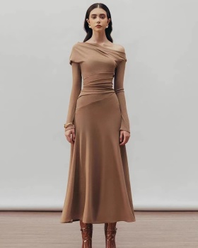 Niche simple long dress elegant retro dress