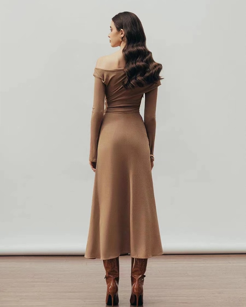 Niche simple long dress elegant retro dress