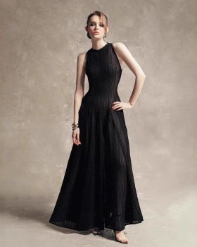 Sleeveless long dress hollow dress 2pcs set