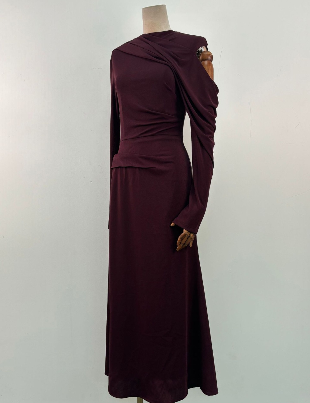 Pinched waist slim simple dress autumn hollow long dress