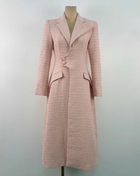 Lapel chanelstyle windbreaker pinched waist pink coat