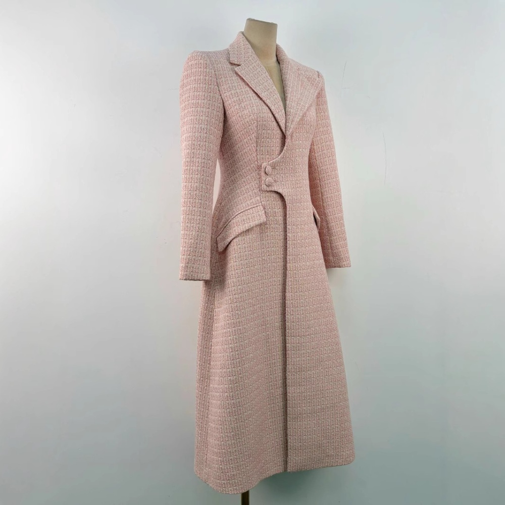 Lapel chanelstyle windbreaker pinched waist pink coat