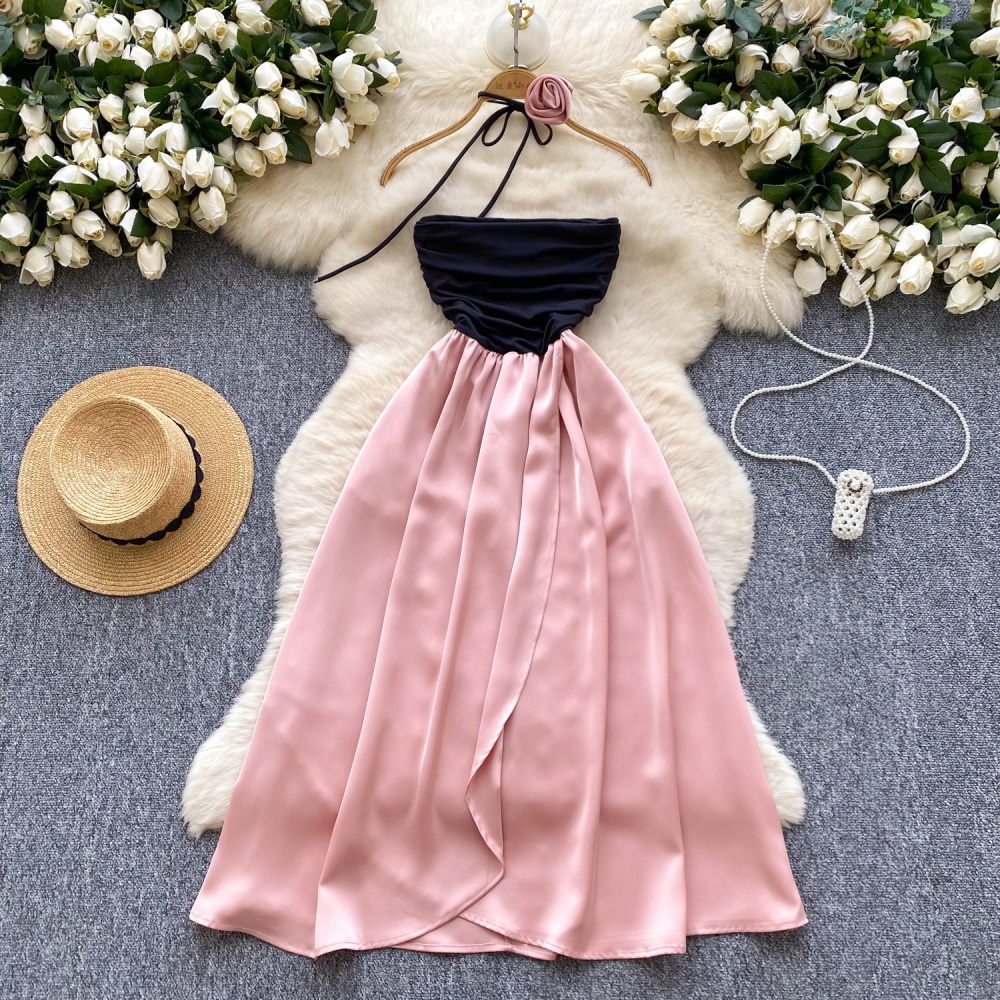 Pinched waist drape dress split formal dress for women