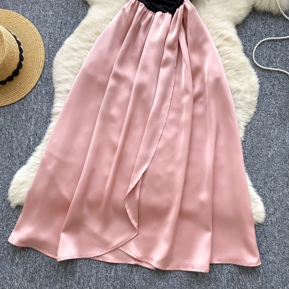 Pinched waist drape dress split formal dress for women